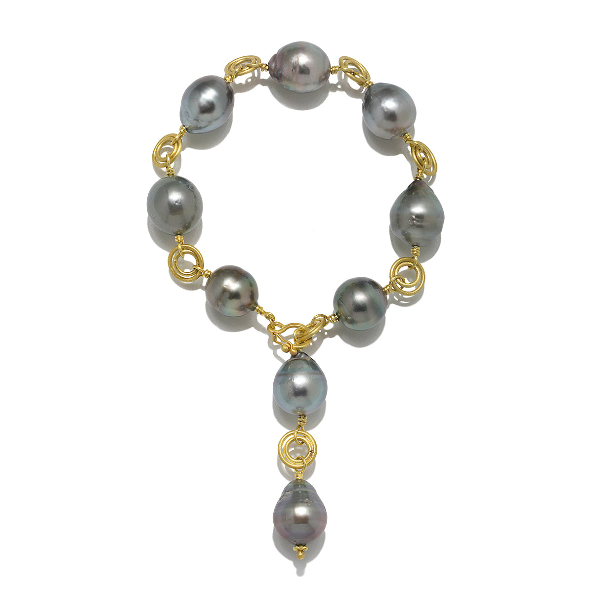 FRED PARIS Baie Des Anges 18k Y Gold Diamond & 3 Pearl Bracelet